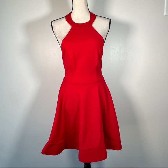 B. Darlin Red Halter Neckline Fit and Flare Sleeveless Mini Dress 5/6 - Picture 2 of 12